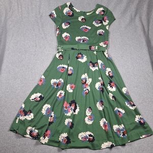 Boden Floral Green Short Sleeve Dress